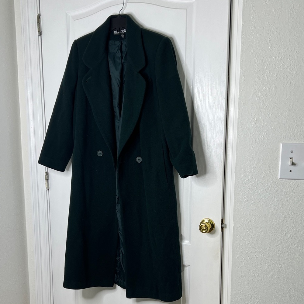 Vintage Dark green wool Double-Breasted Long Trench Coat by BILLYCOAT
